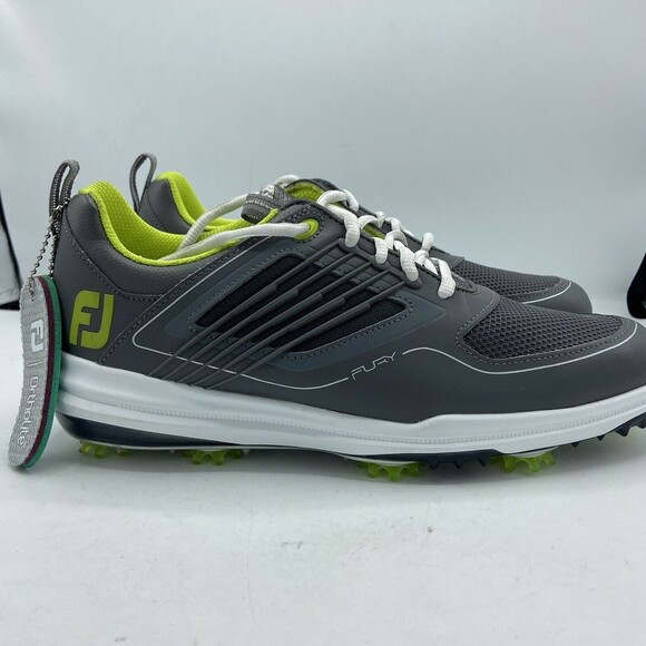 FootJoy FJ Mens Fury Size Size 8 Gray Green Leather Mesh Spiked Golf Shoes 51102 - Picture 2 of 5